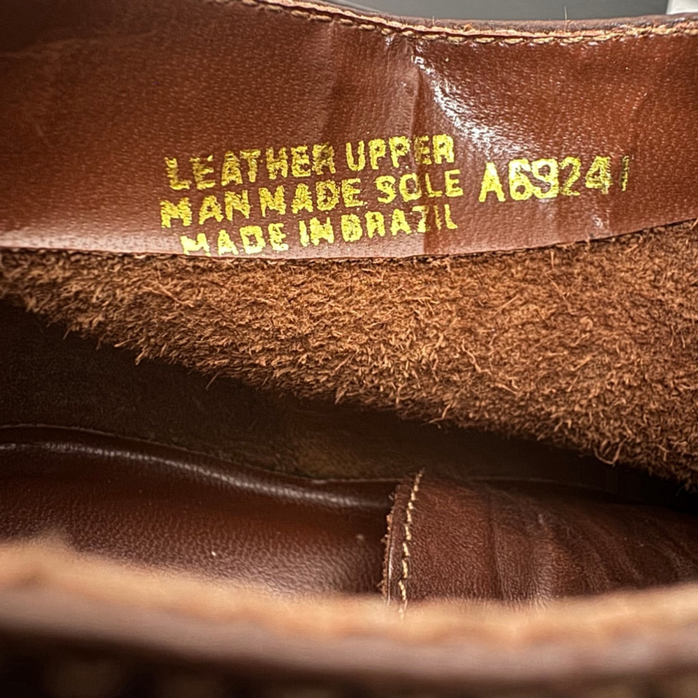 Predictions Ankle Boots 11M Brown Croc Leather Pointy Toe Lace Up Rodeo Cowgirl - Picture 11 of 12
